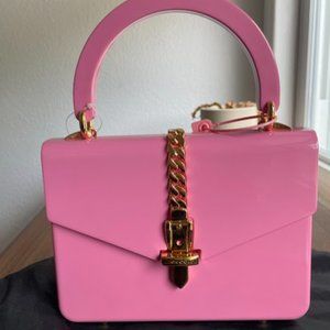 Pink Gucci GG Mini Plexiglass Sylvie 1969 with Chain - Barbie Pink